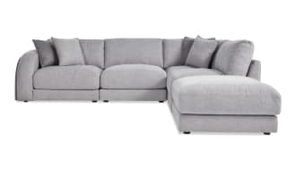 Gravity Gray 121'' 5 Piece Right Arm Facing Modular Sectional with 2 Armless Chairs, 1 Corner, 1 Left Arm Facing Chair, 1 Square Ottoman