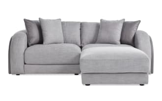 Gravity Gray 92'' 3 Piece Modular Loveseat with 1 Left Arm Facing Chair, 1 Right Arm Facing Chair, 1 Sqare Ottoman