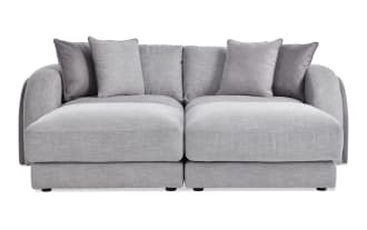 Gravity Gray 92'' 4 Piece Modular Loveseat with 2 Sqare Ottomans, 1 Left Arm Facing Chair, 1 Right Arm Facing Chair