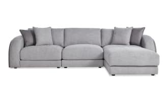 Gravity Gray 128'' 4 Piece Modular Sofa with 1 Armless Chair, 1 Left Arm Facing Chair, 1 Right Arm Facing Chair, 1 Square Ottoman