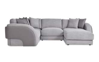 Gravity Gray 121'' 5 Piece Modular Sectional with 1 Armless Chair, 1 Corner. 1 Left Arm Facing Chair, 1 Right Arm Facing Chair, 1 Square Ottoman