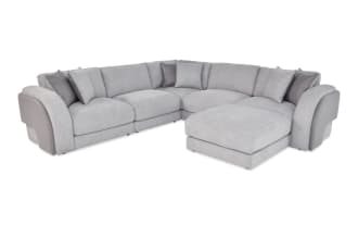 Gravity Gray 121'' 6 Piece Modular Sectional with 2 Armless Chairs, 1 Corner, 1 Left Arm Facing Chair, 1 Right Arm Facing Chair, 1 Square Ottoman