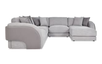 Gravity Gray 121'' 6 Piece Modular Sectional with 2 Armless Chairs, 1 Corner, 1 Left Arm Facing Chair, 1 Right Arm Facing Chair, 1 Square Ottoman