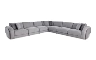 Gravity Gray 156'' 7 Piece Modular Sectional with 4 Armless Chairs, 1 Corner, 1 Left Arm Facing Chair, 1 Right Arm Facing Chair