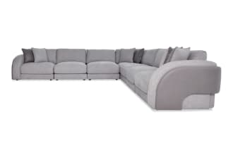 Gravity Gray 156'' 7 Piece Modular Sectional with 4 Armless Chairs, 1 Corner, 1 Left Arm Facing Chair, 1 Right Arm Facing Chair