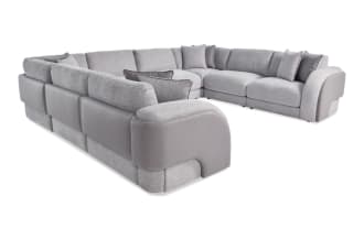 Gravity Gray 150'' 8 Piece Modular Sectional with 4 Armless Chairs, 2 Corners,1 Left Arm Facing Chair, 1 Right Arm Facing Chair