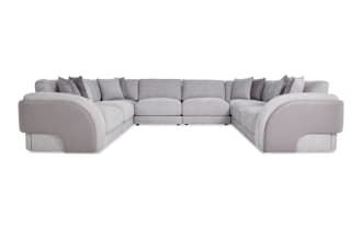 Gravity Gray 150'' 8 Piece Modular Sectional with 4 Armless Chairs, 2 Corners,1 Left Arm Facing Chair, 1 Right Arm Facing Chair