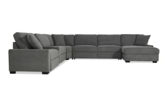 Aspen Charcoal 166'' Power Reclining 6 Piece Right Arm Facing Pop-Up Sleeper Chaise Sectional with USB & USB-C Ports