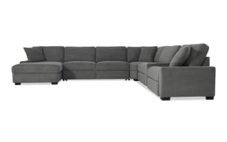Aspen Charcoal 166'' Power Reclining 6 Piece Left Arm Facing Pop-Up Sleeper Chaise Sectional with USB & USB-C Ports