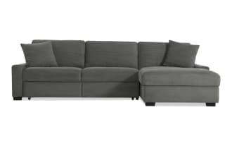 Aspen Charcoal 118'' Power Reclining 2 Piece Left Arm Facing Pop-Up Sleeper Chaise Sectional with USB & USB-C Ports