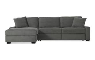 Aspen Charcoal 118'' Power Reclining 2 Piece Right Arm Facing Pop-Up Sleeper Chaise Sectional with USB & USB-C Ports