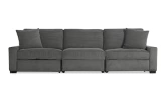 Aspen Charcoal 127'' Power Reclining Sofa with USB & USB-C Ports