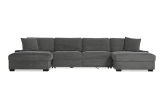 Aspen Charcoal 166'' Power Reclining 3 Piece Pop-Up Sleeper Dual Chaise Sectional with USB & USB-C Ports