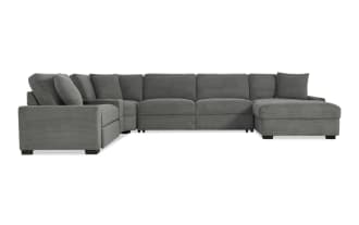 Aspen Charcoal 188'' Power Reclining 5 Piece Left Arm Facing Pop-Up Sleeper Chaise Sectional with USB & USB-C Ports