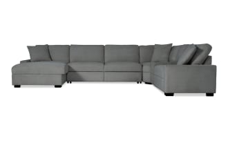 Aspen Charcoal 188'' Power Reclining 5 Piece Right Arm Facing Pop-Up Sleeper Chaise Sectional with USB & USB-C Ports