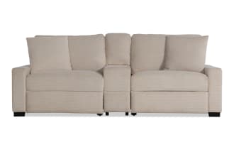 Aspen Beige 102'' Power Reclining Console Loveseat with USB & USB-C Ports