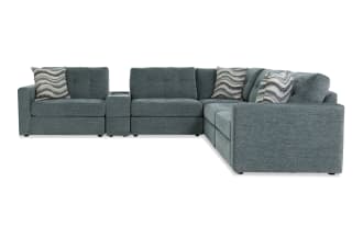 Modular Bob® Spa Blue 144'' 6 Piece Modular Sectional with 2 Armless Chair, 1 Console, 1 Corner, 1 Left Arm Facing Chair, 1 Right Arm Facing Chair