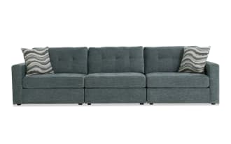 Modular Bob® Spa Blue 123'' 3 Piece Modular Sofa with 1 Armless Chair, 1 Left Arm Facing Chair, 1 Right Arm Facing Chair