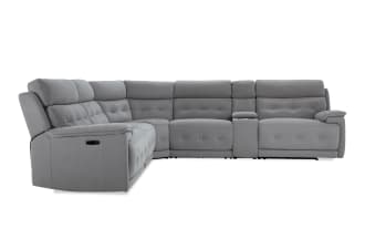 Rumor Gray 131'' Power Reclining 6 Piece Sectional with Power Headrest
