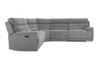 Rumor Gray 118'' Power Reclining 5 Piece Sectional with Power Headrest