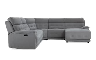 Rumor Gray 119'' Power Reclining 5 Piece Right Arm Facing Chaise Sectional with Power Headrest