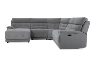 Rumor Gray 119'' Power Reclining 5 Piece Left Arm Facing Chaise Sectional with Power Headrest