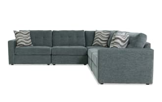 Modular Bob® Spa Blue 117'' 5 Piece Sectional with 2 Armless Chairs, 1 Corner, 1 Left Arm Facing Chair, 1 Right Arm Facing Chair