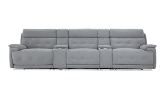 Rumor Gray 139'' Power Reclining Sofa with Armless Recliner & Power Headrest