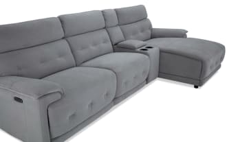 Rumor Gray 127'' Power Reclining 4 Piece Right Arm Facing Chaise Sectional with Armless Chair & Power Headrest