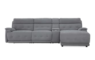 Rumor Gray 127'' Power Reclining 4 Piece Right Arm Facing Chaise Sectional with Armless Chair & Power Headrest