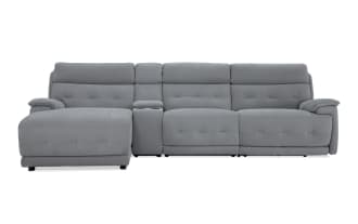 Rumor Gray 127'' Power Reclining 4 Piece Left Arm Facing Chaise Sectional with Armless Recliner & Power Headrest