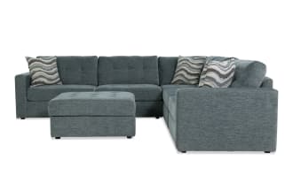 Modular Bob® Spa Blue 132'' 6 Piece Sectional with 2 Armless Chairs, 1 Corner, 1 Left Arm Facing Chair, 1 Right Arm Facing Chair, 1 Storage Ottoman