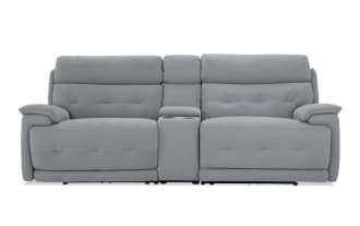 Rumor Gray 95'' Power Reclining Console Loveseat with Power Headrest