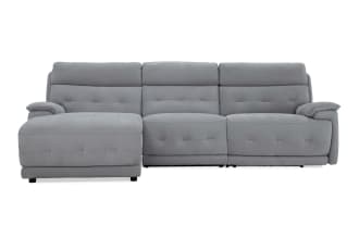 Rumor Gray 114'' Power Reclining 3 Piece Left Arm Facing Chaise Sectional with Armless Chair & Power Headrest