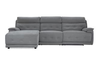 Rumor Gray 114'' Power Reclining 3 Piece Left Arm Facing Chaise Sectional Armless Recliner & Power Headrest
