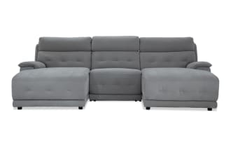 Rumor Gray 115'' Power Reclining 3 Piece Dual Chaise Sectional with Power Headrest