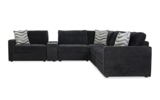 Modular Bob® Charcoal 144'' 6 Piece Modular Sectional with 2 Armless Chair, 1 Console, 1 Corner, 1 Left Arm Facing Chair, 1 Right Arm Facing Chair