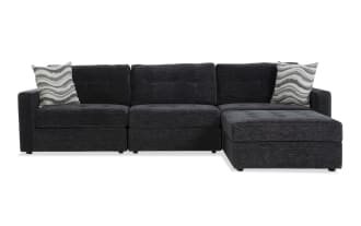 Modular Bob® Charcoal 123'' 4 Piece Modular Sofa with 1 Armless Chair, 1 Left Arm Facing Chair, 1 Right Arm Facing Chair, 1 Storage Ottoman