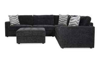 Modular Bob® Charcoal 132'' 6 Piece Sectional with 2 Armless Chairs, 1 Corner, 1 Left Arm Facing Chair, 1 Right Arm Facing Chair, 1 Storage Ottoman