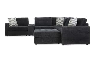 Modular Bob® Charcoal 129'' 7 Piece Storage Sectional with 2 Armless Storage Chairs, 1 Console, 1 Corner, 1 Left Arm Facing Storage Chair, 1 Right Arm Facing Storage Chair, 1 Storage Ottoman