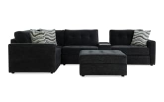 Modular Bob® Charcoal 129'' 6 Piece Modular Sectional with 1 Armless Chair, 1 Console, 1 Corner, 1 Left Arm Facing Chair, 1 Right Arm Facing Chair, 1 Storage Ottoman