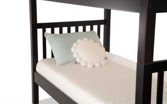 Keystone Twin/Twin Espresso Stairway Bunk Bed with 2 Memory Foam Mattresses