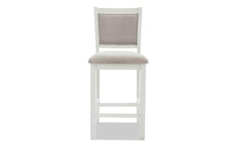 London White & Beige Panel Back Upholstered Counter Height Stool
