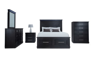Infinity 5 Piece Queen Charcoal Storage Bedroom Set