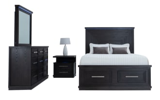 Infinity 4 Piece Queen Charcoal Storage Bedroom Set