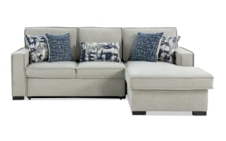 Playmax Gray 94'' 2 Piece Right Arm Facing Pop-Up Sleeper Chaise Sectional with USB & USB-C Port