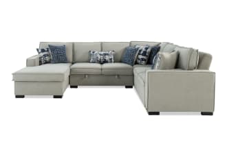 Playmax Gray 124'' 4 Piece Left Arm Facing Pop-Up Sleeper Chaise Sectional with USB & USB-C Port