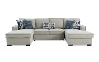 Playmax Gray 120'' 3 Piece Pop-Up Sleeper Dual Chaise Sectional with USB & USB-C Port