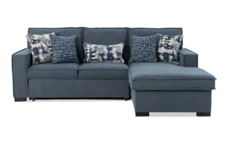 Playmax Denim 94'' 2 Piece Right Arm Facing Pop-Up Sleeper Chaise Sectional with USB & USB-C Port
