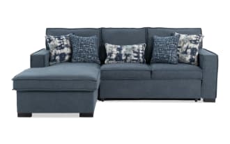Playmax Denim 94'' 2 Piece Left Arm Facing Pop-Up Sleeper Chaise Sectional with USB & USB-C Port